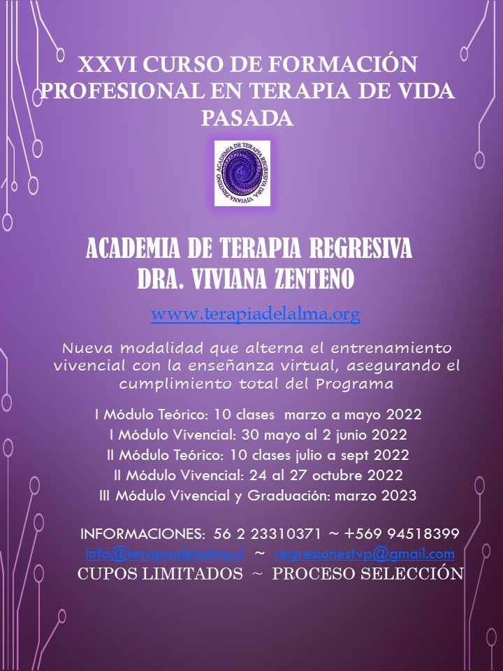 XXVI Professional training course in past lives therapy in Chile.