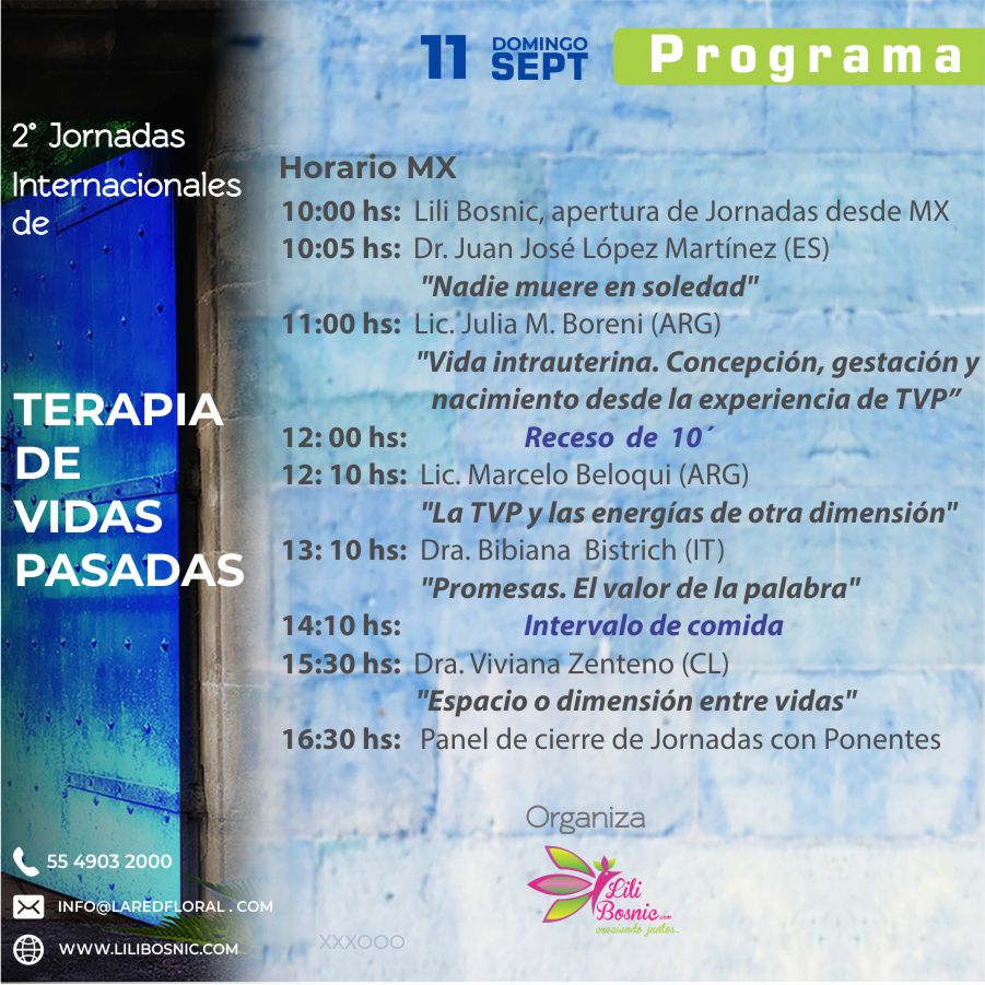 Segundas Jornadas Internacionales de Terapia de Vidas Pasadas. Cartel promocional 4.