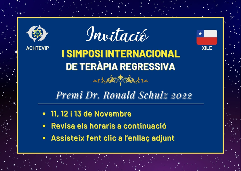 Primer Simposi Internacional de Teràpia Regressiva organitzat per l'ACHTEVIP. Invitació.