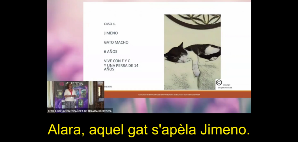 Conferéncia de Claudia Cuervo. Cas del gat Jimeno. Votz en espanhòl amb sostítols en occitan.